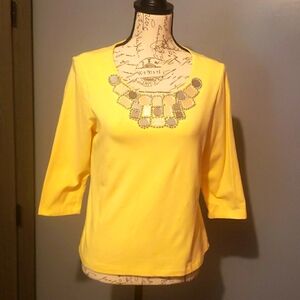 Ruby Road Lady's ScoopNeck 3/4 Sleeved Tee with Silver,Grey,Neutral Accents